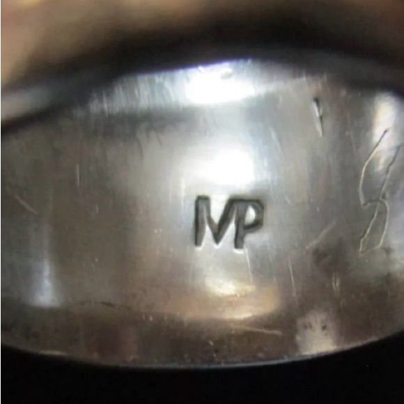 Signed - Mike Platero, Navajo Vintage Amethyst Tigers Eye Sterling Silver Ring - Picture 4 of 5